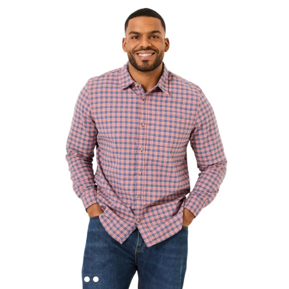 FatFace Sandy Dusky Pink Blue Long Sleeve Check Plaid Button-Up Shirt XL